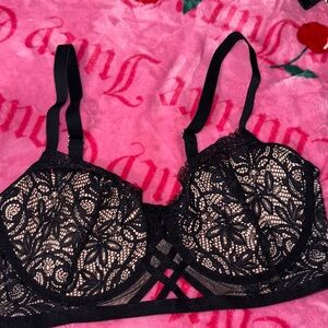 Adore Me Black Lace Floral Bra